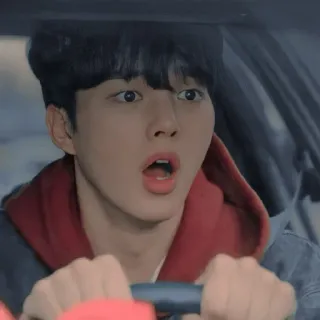 ▫️ terkejut, menyetir, kaget, asia, korea, khawatir whatsapp sticker