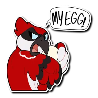 😠 MY EGG! uccello, uovo, arrabbiato, cartone animato, fauna selvatica, nido telegram sticker