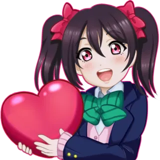 ❤ Nico Yazawa Love Live! Anime, Ragazza, Cuore, Carino, Idol, Uniforme scolastica, Nico Yazawa telegram sticker