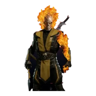🔥 Scorpion Mortal Kombat fogo, caveira, lutador, jogo, personagem whatsapp sticker