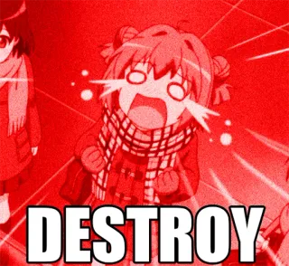 😤 DESTROY Аниме, Разрушить, Мем, Смешно, Красный telegram sticker
