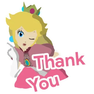 😋 Princess Peach Super Mario Thank You Princess Peach, Thank You, Nintendo, Video Game, Cartoon telegram sticker