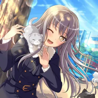 ☺ Chica anime, Gato, Kawaii, Lindo, Guiño, Feliz, Alegre telegram sticker