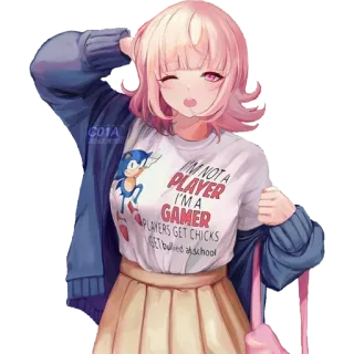 🎮 I'M NOT A PLAYER
I'M A
GAMER
PLAYERS GET CHICKS
I GET bullied at school anime, gamer, girl, sonic, t-shirt, cute telegram sticker