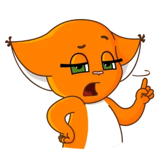 👆 고양이, 만화, 동물, 주황색, 가리키는, 귀여운 telegram sticker