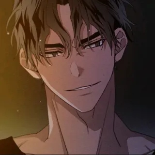 ♥️ Anime, Uomo, Sorrisetto, Ritratto, Personaggio telegram sticker