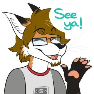 👋 See ya! Фурри, Антро, Пока, Прощание, Машет, Дружелюбный telegram sticker