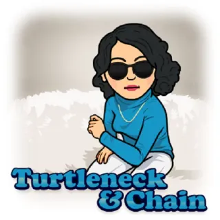 😎 Turtleneck & Chain cuello alto, cadena, Bitmoji, dibujo animado, estilo, moda telegram sticker