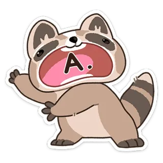 😳 A. rakun, hewan, lucu, kartun, stiker whatsapp sticker