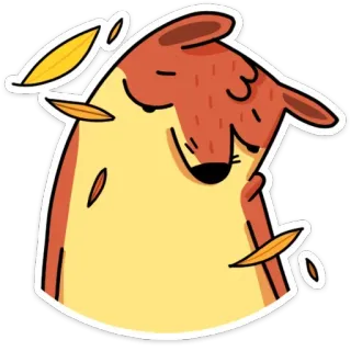 🍂 volpe, animale, carino, cartone animato, autunno, autunno, foglie whatsapp sticker