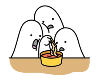 🌫 призрак, лапша, еда, милый, каваий, еда, наклейка whatsapp sticker