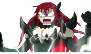 👿 Erza Scarlet Fairy Tail Anime, Personagem, Bravo, Feminino, Cabelo ruivo telegram sticker