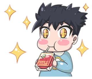 😍 APPLE anime, chibi, cute, apple juice, cartoon, sparkle telegram sticker