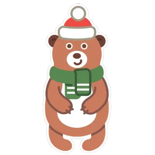 🐻 orso, natale, inverno, vacanze, sciarpa, cappello, cartone animato telegram sticker