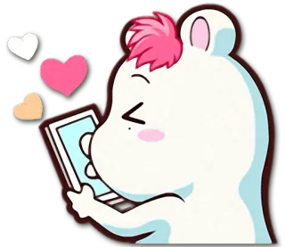 😗 oso, animal, corazones, lindo, dibujos animados, teléfono whatsapp sticker