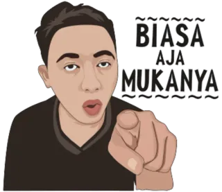 😏 BIASA AJA MUKANYA chỉ, người đàn ông, hoạt hình, biểu cảm, văn bản Indonesia telegram sticker
