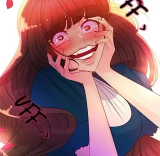 🌚 UFF 女人, 卡通, 微笑, 兴奋, 脸红, 角色 telegram sticker