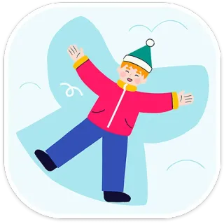 🦋 ángel de nieve, invierno, nieve, niño, diversión, aire libre telegram sticker