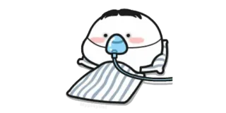 🍚 Personagem, Desenho animado, Máscara de oxigênio, Hospital, Doença whatsapp sticker