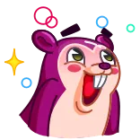 🤩 Desenho animado, Animal, Engraçado, Fofo, Meme, Roxo, Expressão telegram sticker