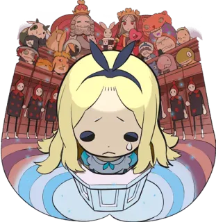 😢 Alice Alice in Wonderland 爱丽丝梦游仙境, 悲伤, 可爱, 眼泪, 卡通 whatsapp sticker