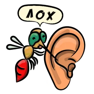 💩 лох mosquito, orelha, inseto, desenho animado, russo, texto telegram sticker