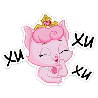 😀 Хи chat, princesse, mignon, chaton, rose, dessin animé telegram sticker