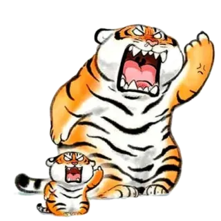 😡 tigre, dito medio, arrabbiato, cartone animato, adesivo, illustrazione telegram sticker