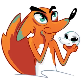 🤔 raposa, alienígena, desenho animado, pensando, animal, humor telegram sticker