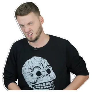 😒 Mann, Porträt, Ausdruck, Schädel, T-Shirt, Aufkleber whatsapp sticker