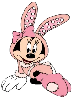 😌 Minnie Mouse ミニーマウス, ディズニー, アニメ, ウサギ, イースター, ピンク, 可愛い telegram sticker