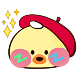 🐥 cartoon, cute, emoji, sticker, yellow, beret, blush telegram sticker