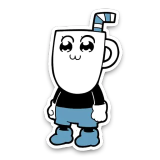 😏 Cuphead cuphead, cartone animato, personaggio, tazza, bicchiere telegram sticker
