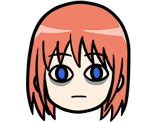 😐 animé, fille, mignon, dessin animé, cheveux roux, emoji telegram sticker
