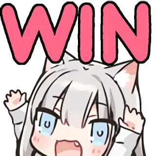 😶 WIN победа, успех, праздник, аниме, милый, счастливый, мультфильм telegram sticker