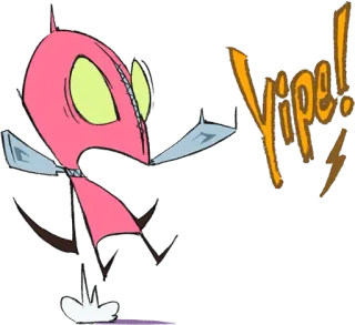 😵 Yipe! cartoon, yipe, exclamation, pink, bug telegram sticker