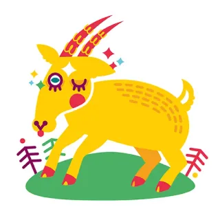 😜 chèvre, animal, dessin animé, illustration, étincelle, fantaisiste, mignon telegram sticker