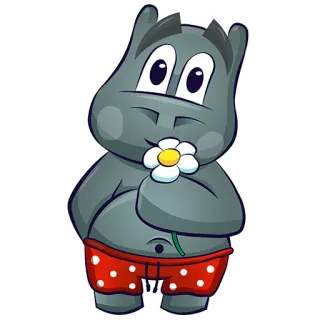 🌸 ippopotamo, cartone animato, animale, fiore, carino, costume da bagno, rosso, pois telegram sticker
