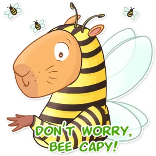 🐝 DON'T WORRY, BEE CAPY! Kapibara, Lebah, Binatang, Kartun, Stiker, Lucu, Imut telegram sticker