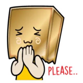 🙏 PLEASE... pleading, sad, begging, emoji, paper bag whatsapp sticker
