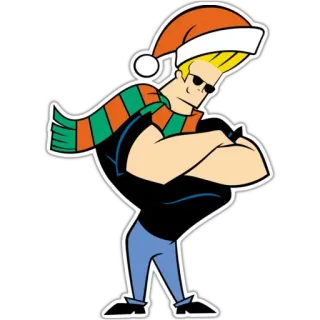 🎅 Johnny Bravo cartoon, Christmas, Johnny Bravo, scarf, holiday telegram sticker
