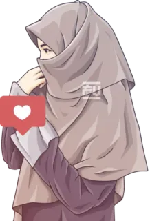 👍 ヒジャブ, イスラム教徒, 女の子, 愛, ハート telegram sticker