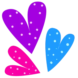♥ serca, miłość, kropki, fioletowy, różowy, niebieski whatsapp sticker