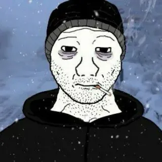 ❄ Wojak 밈, Wojak, 흡연, 겨울, 우울 telegram sticker