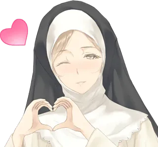 ♥ religieuse, cœur, animé, kawaii, religieux, femme, amour whatsapp sticker