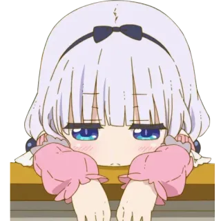 😔 Kanna Kamui Miss Kobayashi's Dragon Maid 애니메이션, 귀여운, 드래곤, 칸나, 칸나 카무이, 코바야시네 메이드래곤, 사랑스러운, 스티커 telegram sticker