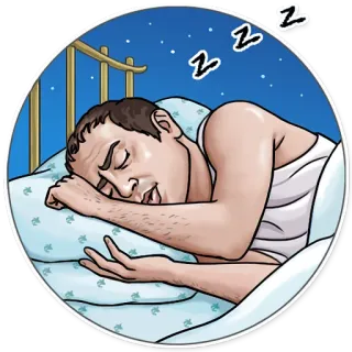 😴 睡眠, 眠り, 男, ベッド, 夜, zzz telegram sticker