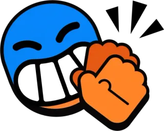 👏 Emoji, Pugno, Cartone animato, Colpo, Rabbia, Faccia blu whatsapp sticker