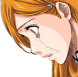 😢 Orihime Inoue Bleach Anime, Manga, Postać, Płacz, Smutny, Emocjonalny whatsapp sticker