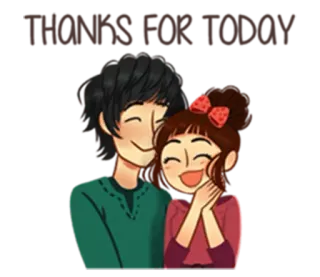 🙏 การ์ตูน, คู่รัก, ความรัก, โรแมนติก, ความรักใคร่, มีความสุข telegram sticker